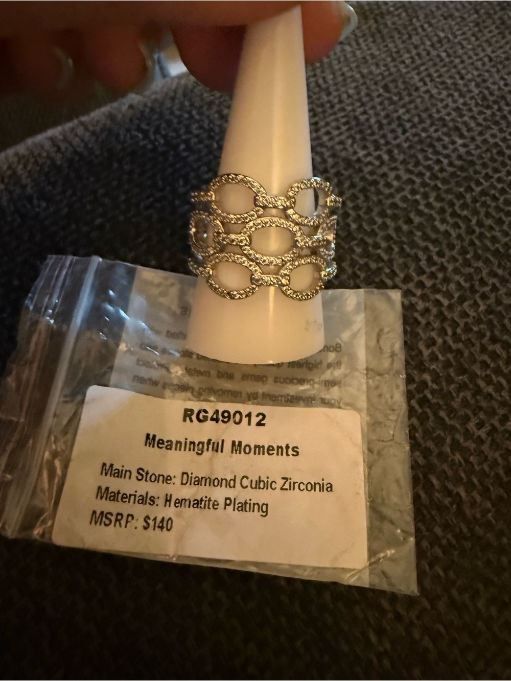 Meaningful Moments hematite Linked CZ Statement Ring